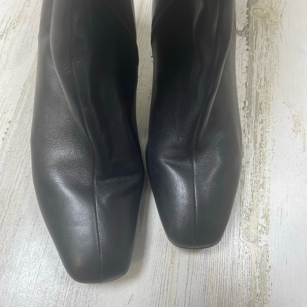 ANTONIO MELANI Black Knee High Square‎ Toe Heeled Smooth Leather Boots size 7.5 - Picture 3 of 10
